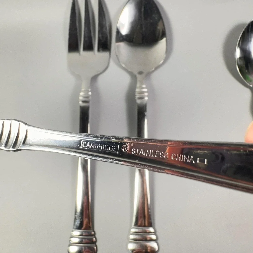 Cambridge Axis Stainless‎ Flatware 4 Pc Set Serving Fork Spoon Tablespoons China